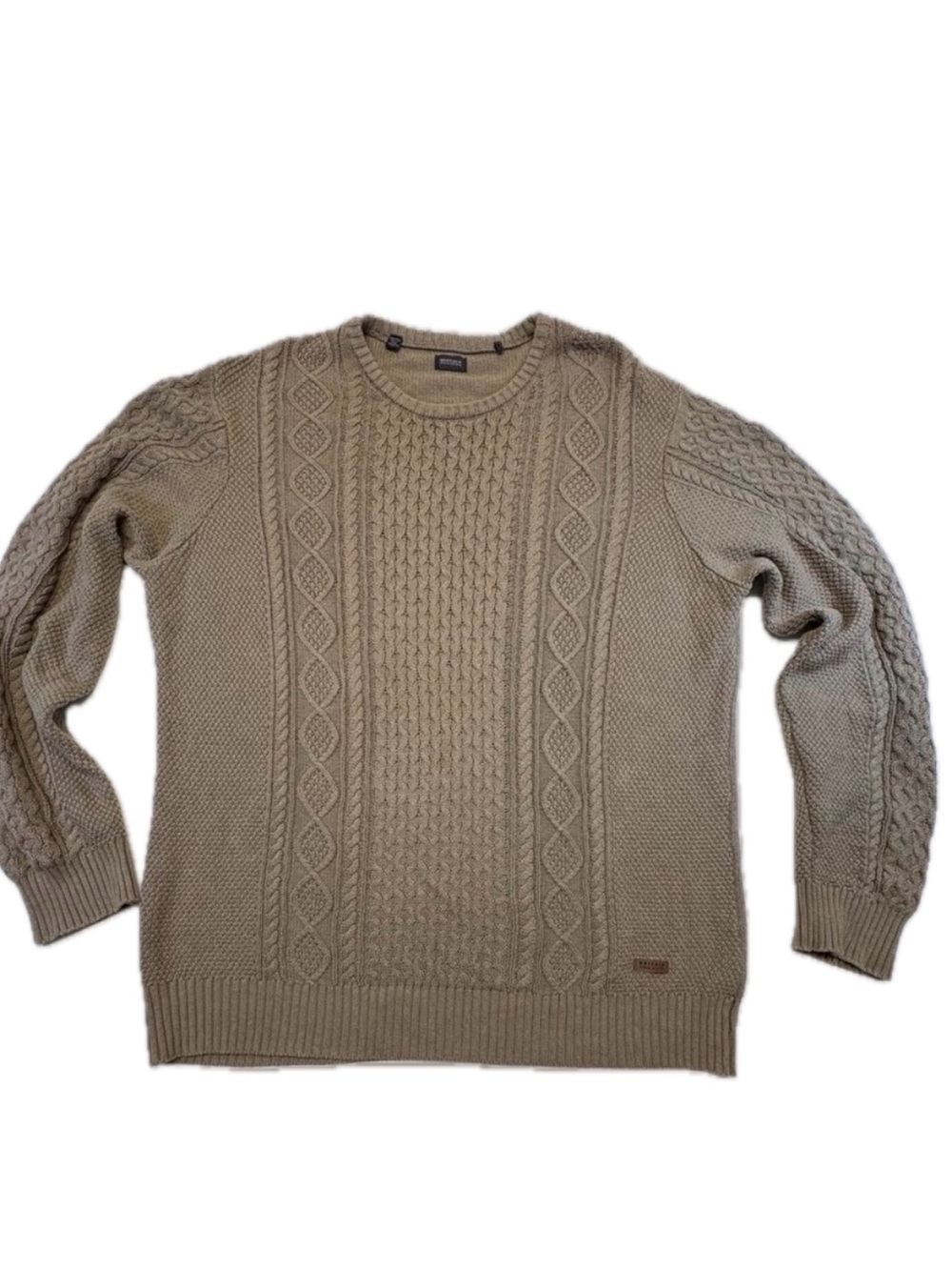 Buffalo David Bitton Tan Cable Knit Crewneck Sweater XXL 2XL